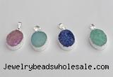 NGP7192 15*20mm oval druzy quartz pendants wholesale