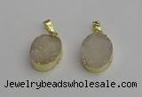 NGP7195 15*20mm oval druzy quartz pendants wholesale