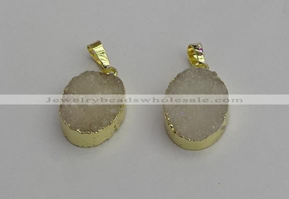 NGP7195 15*20mm oval druzy quartz pendants wholesale