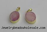 NGP7198 15*20mm oval druzy quartz pendants wholesale