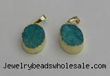 NGP7199 15*20mm oval druzy quartz pendants wholesale