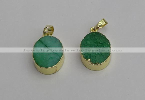 NGP7200 15*20mm oval druzy quartz pendants wholesale