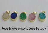 NGP7203 15*20mm oval druzy quartz pendants wholesale