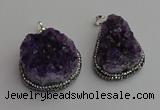 NGP7233 25*40mm - 30*40mm freeform druzy amethyst pendants