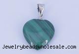 NGP727 15*15mm heart natural malachite with 18KGP gemstone pendant