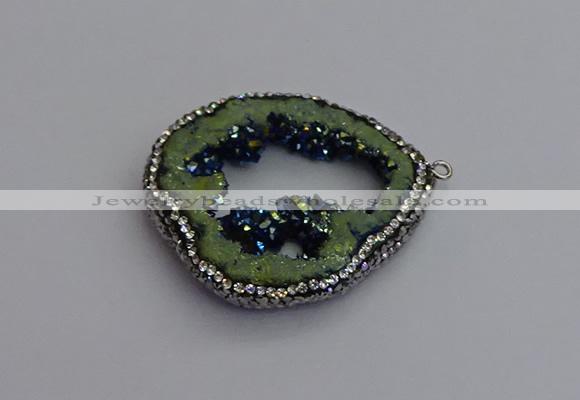 NGP7286 25*35mm - 35*40mm freeform plated druzy agate pendants