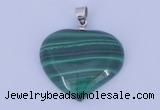 NGP729 25*25mm heart natural malachite with 18KGP gemstone pendant