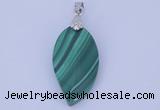 NGP730 15*28mm leaf natural malachite with 18KGP gemstone pendant