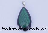 NGP733 17*34mm teardrop natural malachite & black agate with 18KGP pendant