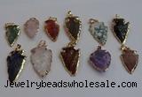 NGP7367 15*20mm - 22*40mm arrowhead mixed gemstone pendants