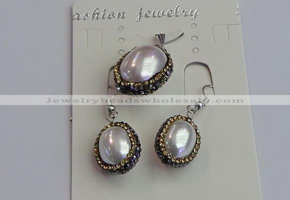 NGP7398 15*18mm - 18*22mm oval shell pearl jewelry sets