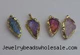 NGP7406 22*30mm - 25*40mm arrowhead plated druzy quartz pendants