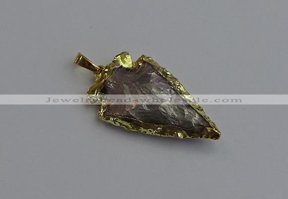 NGP7408 22*30mm - 25*40mm arrowhead plated obsidian pendants