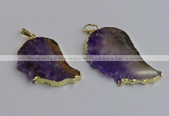 NGP7434 25*45mm - 30*50mm freeform druzy amethyst pendants