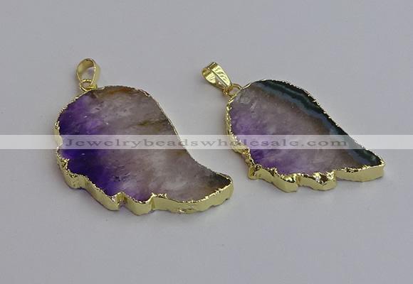 NGP7435 25*45mm - 30*50mm freeform druzy amethyst pendants