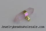 NGP7442 12*45mm sticks rose quartz pendants wholesale