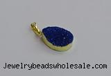 NGP7486 15*20mm flat teardrop plated druzy agate gemstone pendants