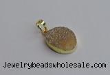 NGP7490 15*20mm oval plated druzy agate gemstone pendants