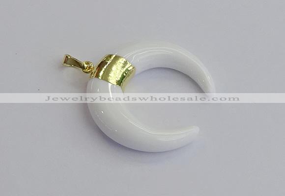 NGP7515 35*38mm horn white porcelain pendants wholesale