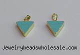 NGP7563 15*16mm triangle white howlite turquoise pendants