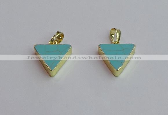 NGP7563 15*16mm triangle white howlite turquoise pendants