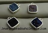 NGP7576 12*12mm square plated druzy agate pendants wholesale