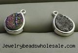 NGP7578 10*14mm flat teardrop plated druzy agate pendants wholesale