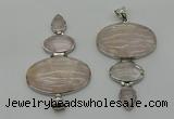 NGP8001 50*82mm - 52*86mm rose quartz pendant set jewelry