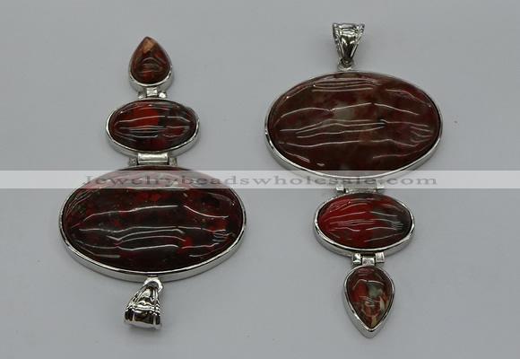 NGP8017 50*82mm - 52*86mm brecciated jasper pendant set jewelry