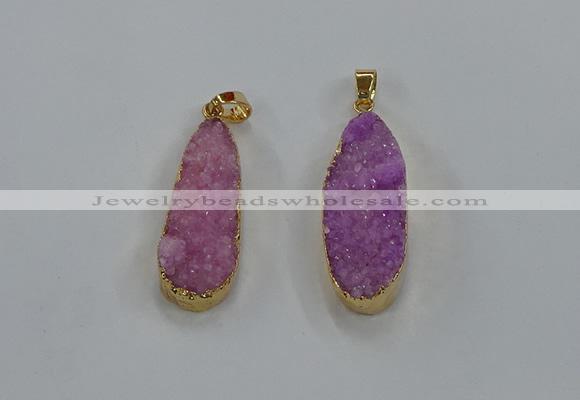 NGP8503 15*33mm - 17*40mm flat teardrop druzy agate pendants