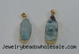 NGP8506 15*33mm - 17*40mm flat teardrop druzy agate pendants