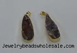 NGP8508 15*33mm - 17*40mm flat teardrop druzy agate pendants