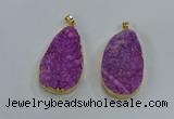 NGP8514 25*48mm - 27*52mm flat teardrop druzy agate pendants