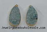 NGP8517 25*48mm - 27*52mm flat teardrop druzy agate pendants