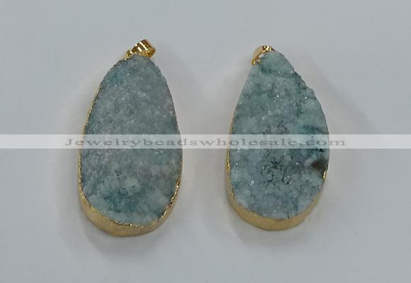 NGP8517 25*48mm - 27*52mm flat teardrop druzy agate pendants