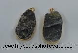 NGP8519 25*48mm - 27*52mm flat teardrop druzy agate pendants