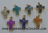 NGP8541 22*30mm - 25*35mm cross druzy agate pendants wholesale