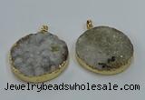 NGP8553 38mm - 40mm flat round druzy agate pendants wholesale