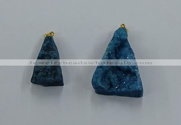 NGP8579 18*25mm - 25*40mm triangle druzy agate pendants wholesale