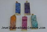 NGP8613 15*35mm - 16*40mm rectangle druzy agate pendants wholesale