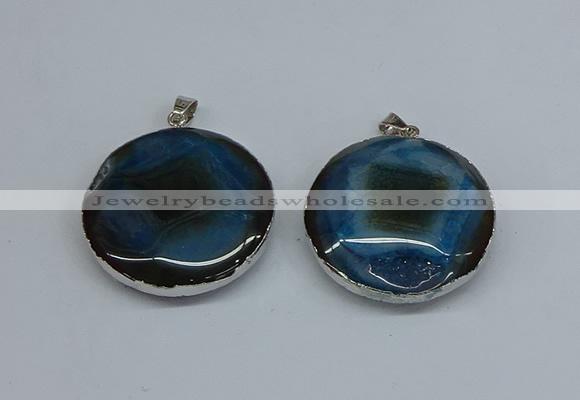 NGP8701 38mm - 40mm flat round agate pendants wholesale