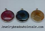 NGP8704 38mm - 40mm flat round agate pendants wholesale