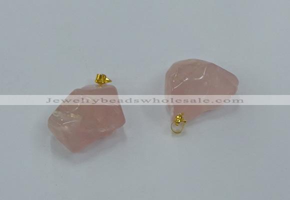 NGP8856 20*25mm - 30*40mm nuggets rose quartz pendants wholesale