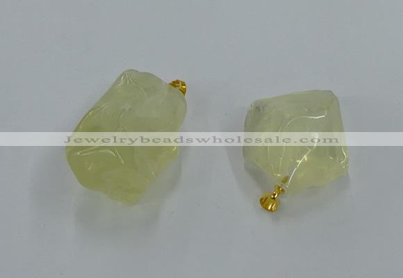 NGP8857 20*25mm - 30*40mm nuggets lemon quartz pendants wholesale