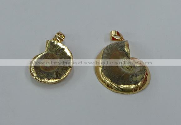 NGP8872 22*26mm - 30*35mm carved ammonite gemstone pendants