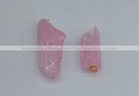 NGP8881 16*38mm - 25*60mm sticks crackle quartz pendants wholesale