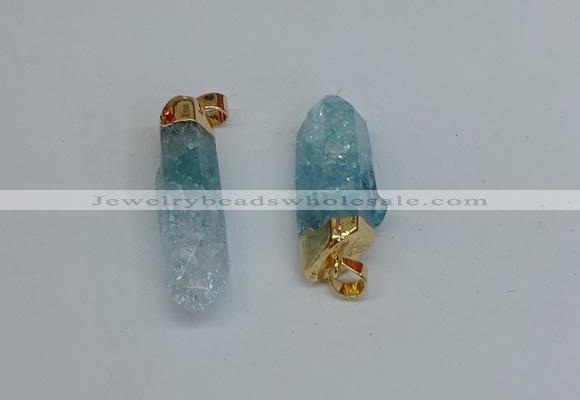 NGP8892 10*35mm - 20*45mm sticks crackle quartz pendants