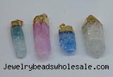 NGP8895 10*35mm - 20*45mm sticks crackle quartz pendants