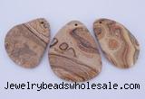 NGP944 5PCS 35-45mm*55-65mm freeform picture jasper gemstone pendants