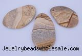 NGP958 5PCS 35-45mm*50-65mm freeform picture jasper gemstone pendants